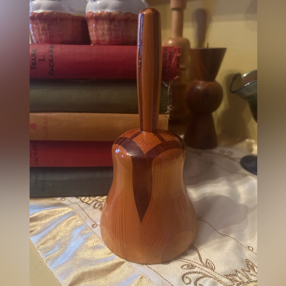 Mixed wood decor turned polished Hand bell Low sound ringer